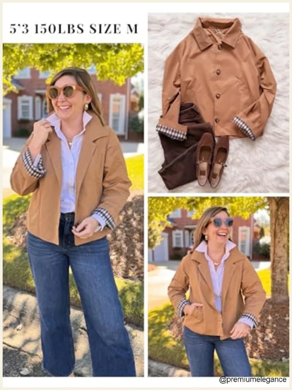 Lightweight Trench Jacket with Plaid Lining Button Front Casual Outerwear